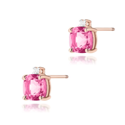 Kolczyki K0573 Topaz Różowy 2 x 1,10ct różowe złoto sztyft zakręcany