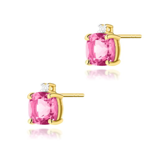 Kolczyki K0573 Topaz Różowy 2 x 1,10ct żółte złoto sztyft