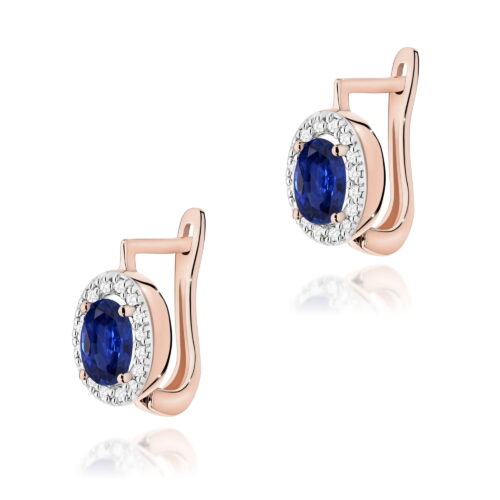 Kolczyki K0574 Szafir 2 x 0,70ct różowe złoto