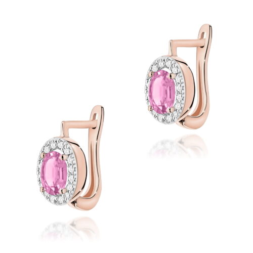 Kolczyki K0574 Szafir Różowy 2 x 0,45ct różowe złoto