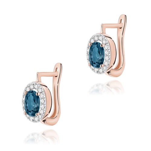 Kolczyki K0574 Topaz London Blue 2 x 0,50ct różowe złoto