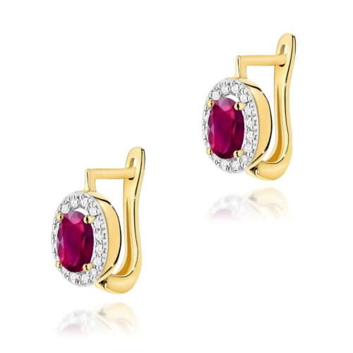 Kolczyki K0574 Rodolit 2 x 0,50ct żółte złoto