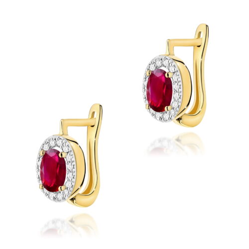 Kolczyki K0574 Rubin 2 x 0,60ct żółte złoto