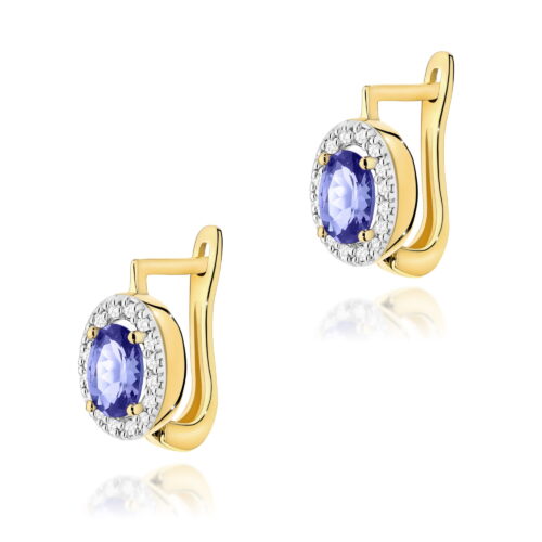 Kolczyki K0574 Tanzanit 2 x 0,40ct żółte złoto
