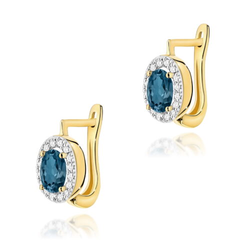 Kolczyki K0574 Topaz London Blue 2 x 0,50ct żółte złoto