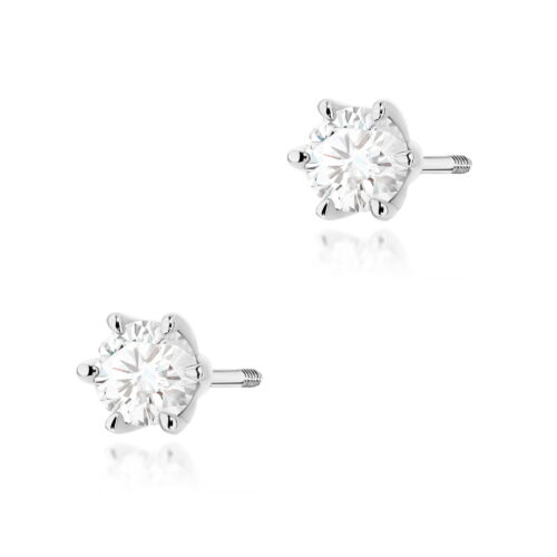 Kolczyki K0575 Diament Laboratoryjny 2 x 0.40ct białe złoto sztyft zakręcany