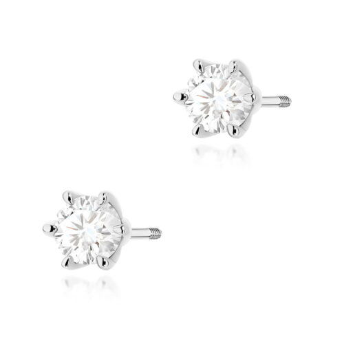 Kolczyki K0575 Diament Laboratoryjny 2 x 0.50ct białe złoto sztyft zakręcany