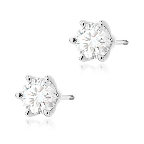 Kolczyki K0575 Diament Laboratoryjny 2 x 1.00ct białe złoto sztyft zakręcany