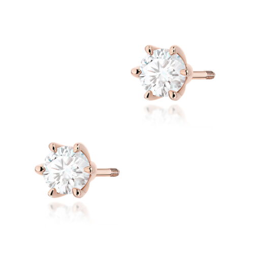 Kolczyki K0575 Diament 2 x 0.40ct różowe złoto sztyft zakręcany