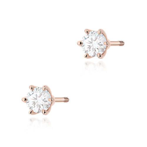 Kolczyki K0575 Diament Laboratoryjny 2 x 0.30ct różowe złoto sztyft zakręcany