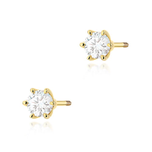 Kolczyki K0575 Diament 2 x 0.30ct żółte złoto sztyft zakręcany