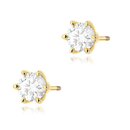 Kolczyki K0575 Diament 2 x 0.70ct żółte złoto sztyft zakręcany
