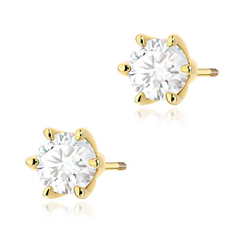 Kolczyki K0575 Diament 2 x 1.00ct żółte złoto sztyft zakręcany
