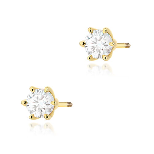 Kolczyki K0575 Diament Laboratoryjny 2 x 0.40ct żółte złoto sztyft zakręcany