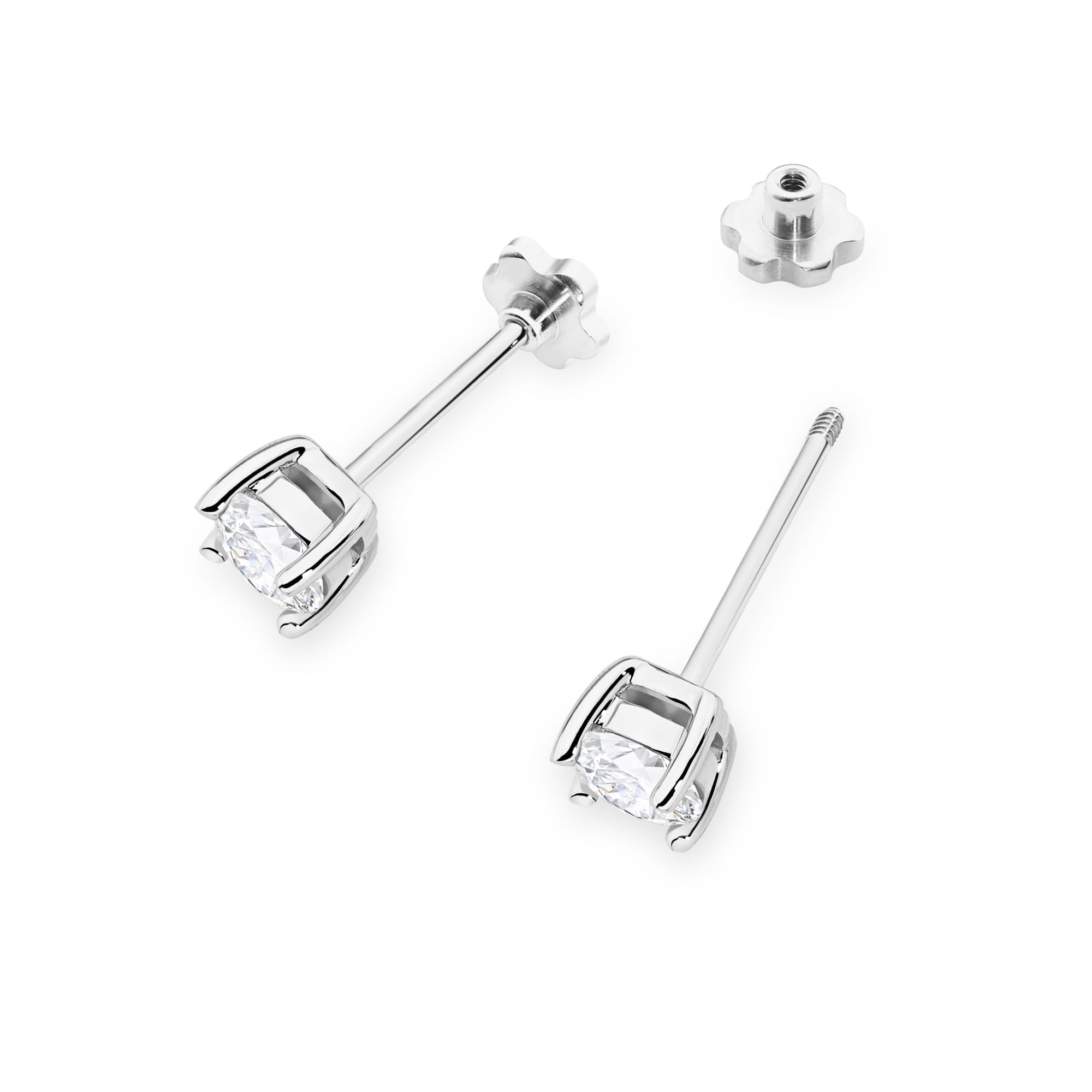 K0577.B3.LDW.08_2 Srebrne kolczyki wkrętki z przezroczystymi kryształami, eleganckie i minimalistyczne.