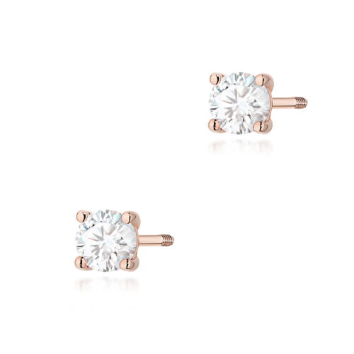 Kolczyki K0577 Diament 2 x 0.30ct różowe złoto sztyft zakręcany
