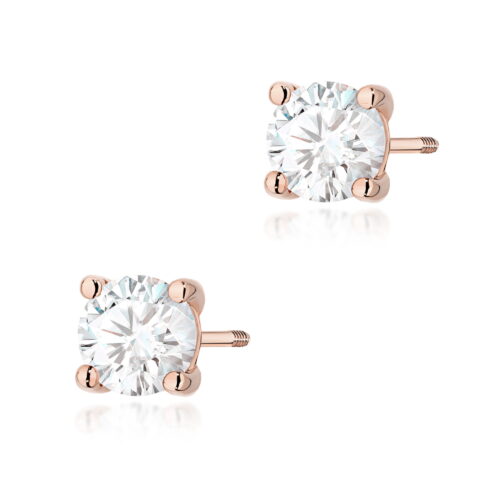 Kolczyki K0577 Diament 2 x 1.00ct różowe złoto sztyft zakręcany