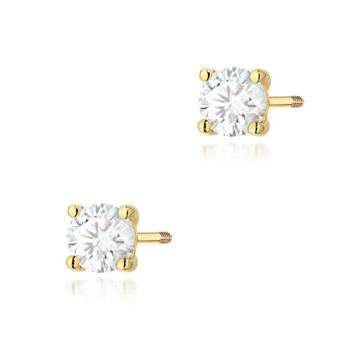 Kolczyki K0577 Diament 2 x 0.50ct żółte złoto sztyft zakręcany