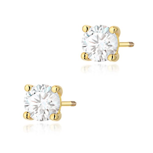 Kolczyki K0577 Diament 2 x 1.00ct żółte złoto sztyft zakręcany