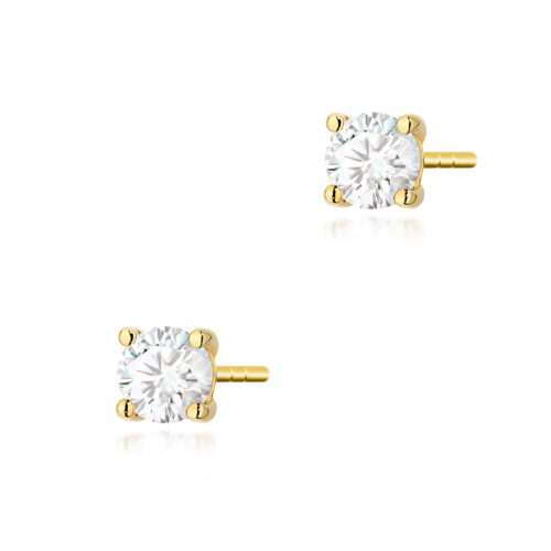 Kolczyki K0577 Diament Laboratoryjny 2 x 0.30ct żółte złoto