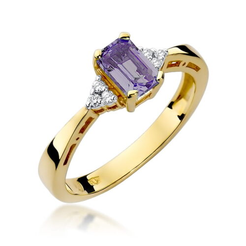 Pierścionek W0002 Ametyst 0,50ct żółte złoto