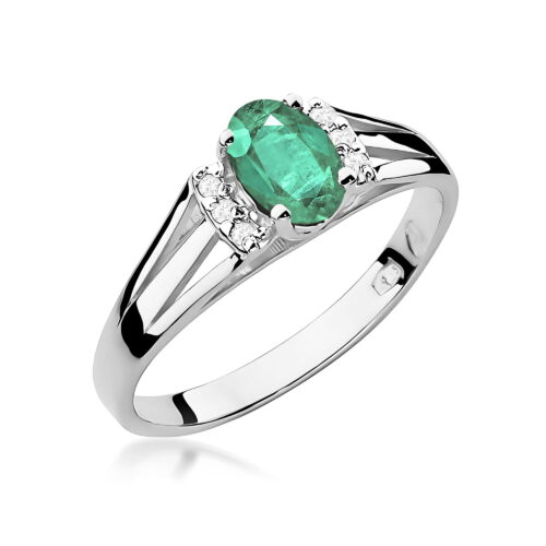 Pierścionek W0005 Szmaragd 0,40ct białe złoto
