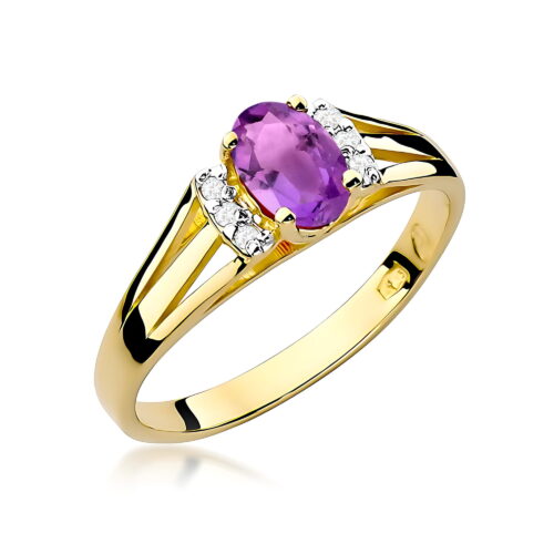 Pierścionek W0005 Ametyst 0,40ct żółte złoto