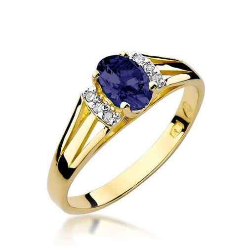 Pierścionek W0005 Szafir 0,70ct żółte złoto