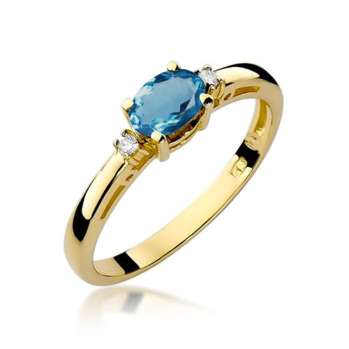 Pierścionek W0006 Topaz London Blue 0,50ct żółte złoto