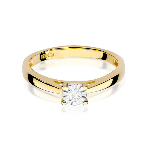 Pierścionek W0007 Diament 0,08ct żółte złoto