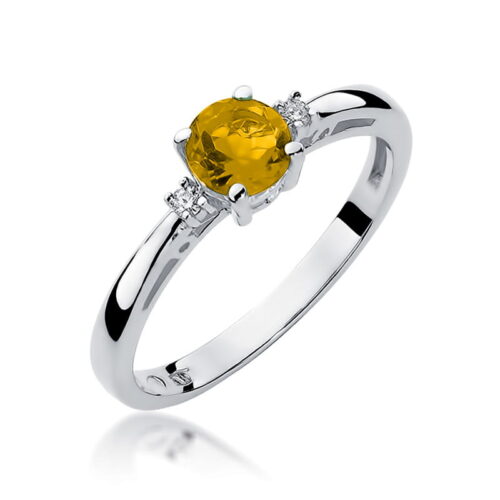 Pierścionek W0010 Cytryn 0,50ct białe złoto