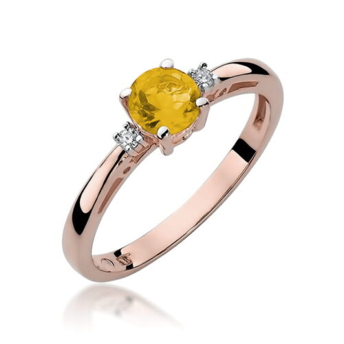 Pierścionek W0010 Cytryn 0,50ct różowe złoto