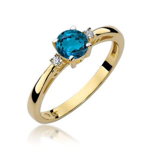 Pierścionek W0010 Topaz London Blue 0,50ct żółte złoto