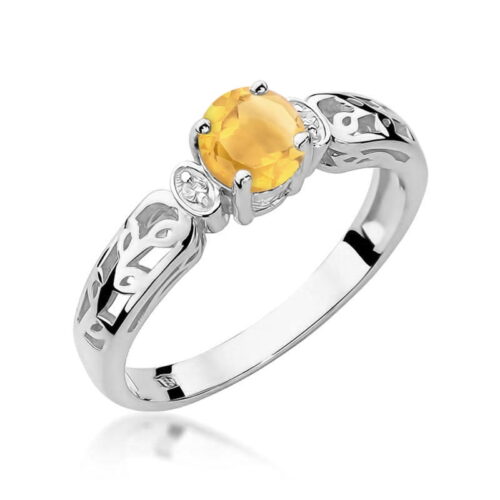 Pierścionek W0014 Cytryn 0,50ct białe złoto