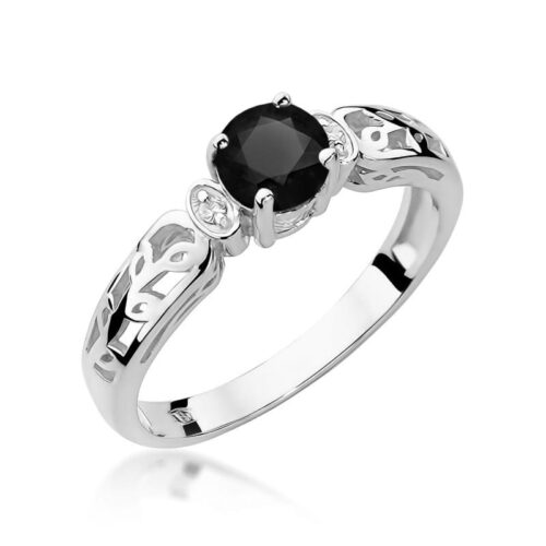 Pierścionek W0014 Czarny Diament 0,50ct białe złoto