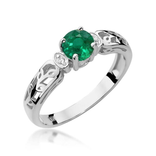 Pierścionek W0014 Szmaragd 0,50ct białe złoto