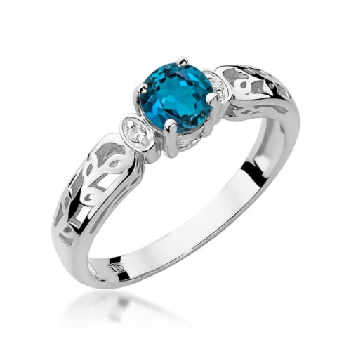 Pierścionek W0014 Topaz London Blue 0,50ct białe złoto