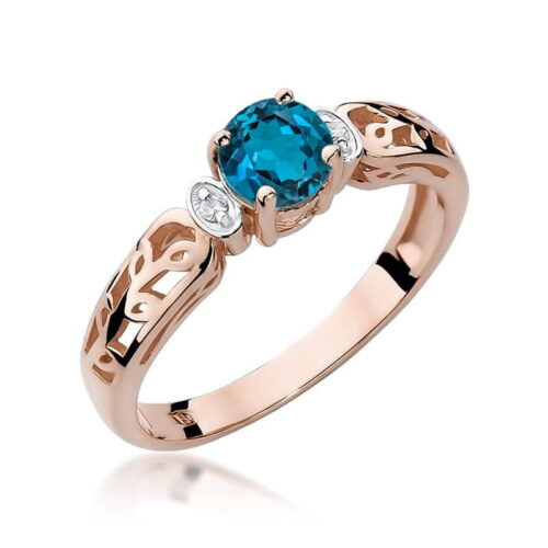 Pierścionek W0014 Topaz London Blue 0,50ct różowe złoto