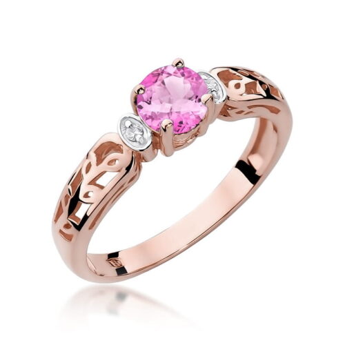 Pierścionek W0014 Różowy Topaz 0,60ct różowe złoto