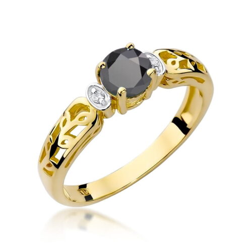 Pierścionek W0014 Czarny Diament 0,50ct żółte złoto