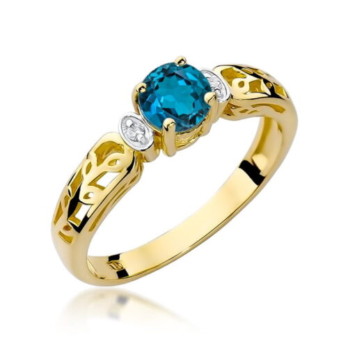 Pierścionek W0014 Topaz London Blue 0,50ct żółte złoto