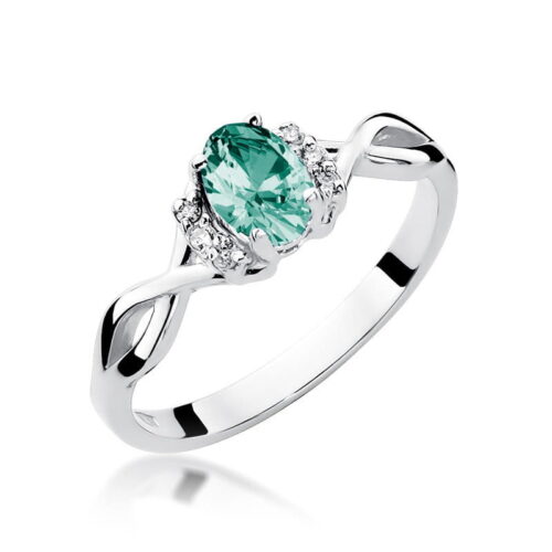 Pierścionek W0019 Szmaragd 0,40ct białe złoto