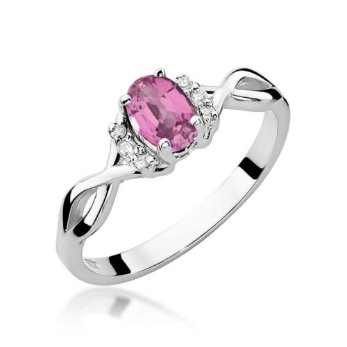 Pierścionek W0019 Różowy Szafir 0,45ct białe złoto