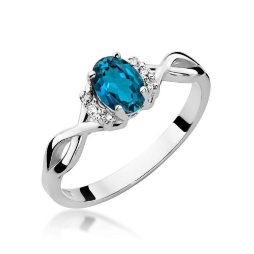 Pierścionek W0019 Topaz London Blue 0,50ct białe złoto