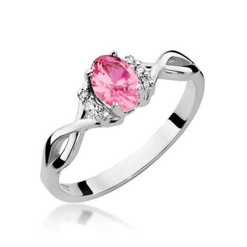 Pierścionek W0019 Topaz różowy 0,50ct białe złoto