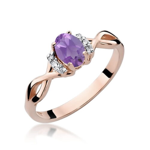 Pierścionek W0019 Ametyst 0,40ct różowe złoto