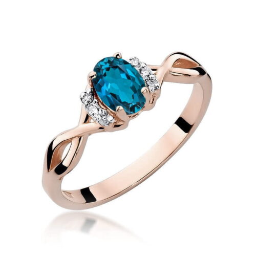 Pierścionek W0019 Topaz London Blue 0,50ct różowe złoto