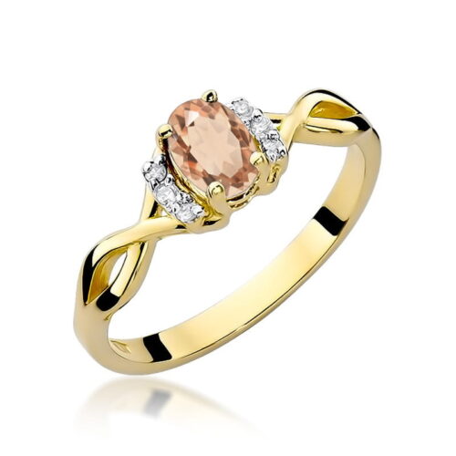 Pierścionek W0019 Morganit 0,40ct żółte złoto