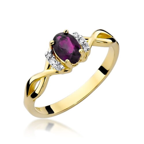 Pierścionek W0019 Rodolit 0,50ct żółte złoto