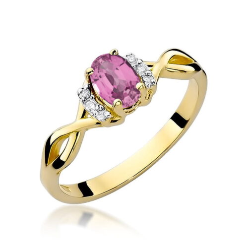 Pierścionek W0019 Różowy Szafir 0,45ct żółte złoto